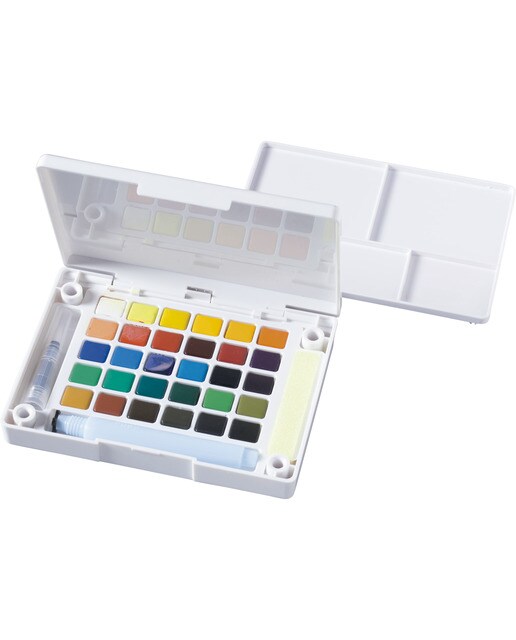 Caixa de Plástico de 30 Aguarelas e Pincel Recarregável Sakura Multicolor Multicolor-1