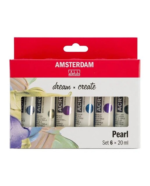 Conjunto de 6 Frascos de Pintura Acrilica Ámsterdam 20 ml - Colores Nacarados 1