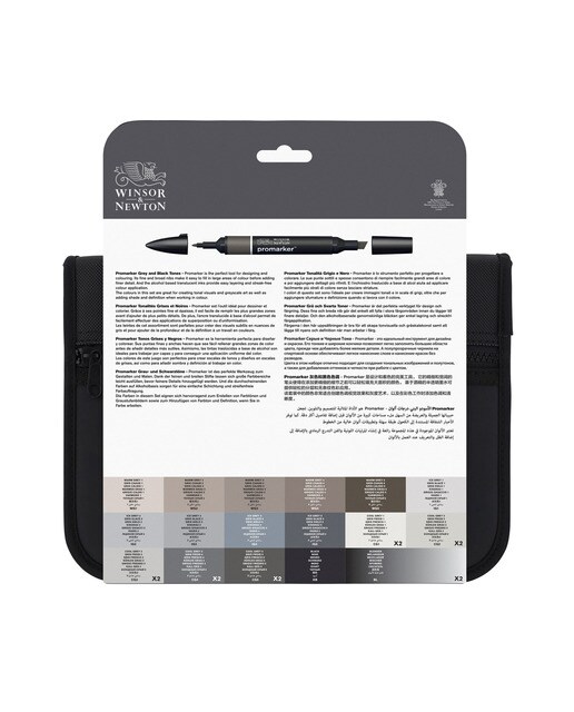 Conjunto de 24 Marcadores Promarker Winsor&Newton Preto e Cinzento Preto / Cinzento-3