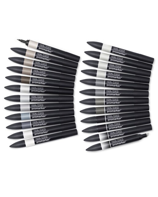 Conjunto de 24 Marcadores Promarker Winsor&Newton Preto e Cinzento Preto / Cinzento-5