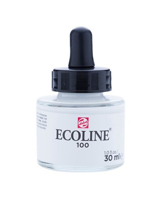 Acuarela líquida en frasco de cristal de 30 ml con pipeta Ecoline Talens blanco