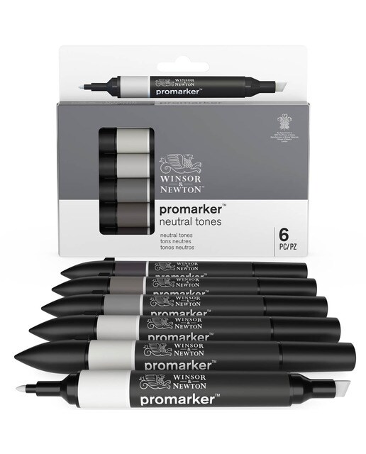 Conjunto de 6 marcadores Promarker tons neutros Winsor&Newton 11