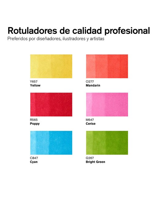 Conjunto de 6 marcadores Promarker tons vibrantes Winsor&Newton 2