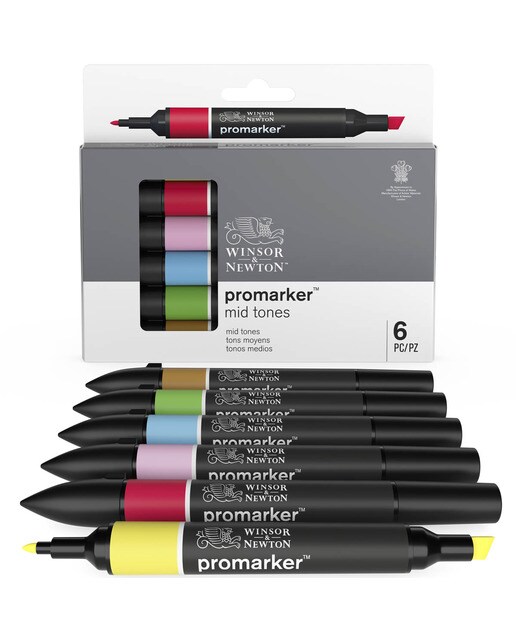 Conjunto de 6 marcadores Promarker tons médios Winsor&Newton 11