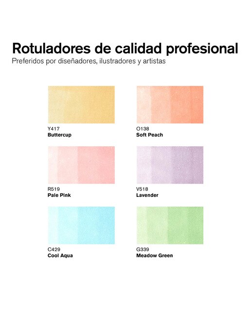 Conjunto de 6 marcadores Promarker tons pastel Winsor&Newton 2