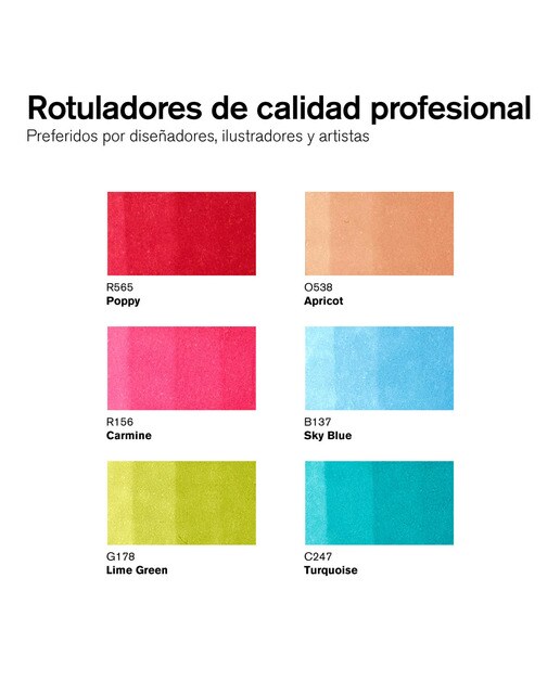 Conjunto de 6 marcadores Brushmarker tons médios Winsor&Newton 2