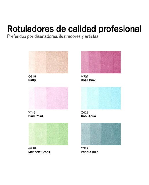 Conjunto de 6 marcadores Brushmarker tons pastel Winsor&Newton 2