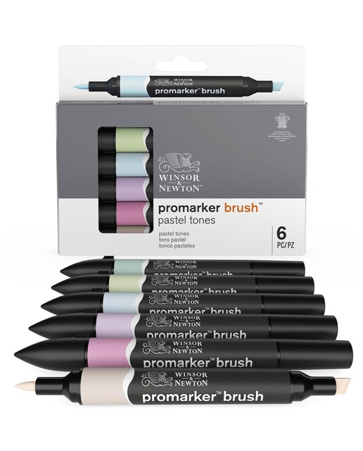Conjunto de 6 marcadores Brushmarker tons pastel Winsor&Newton 11