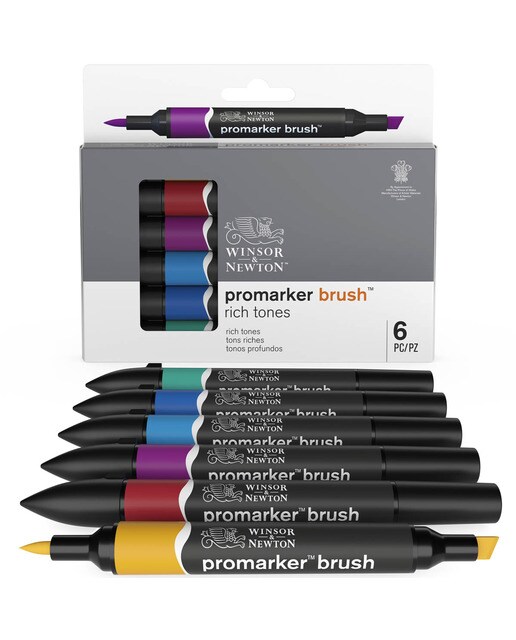 Conjunto de 6 marcadores Brushmarker tons ricos Winsor&Newton 11