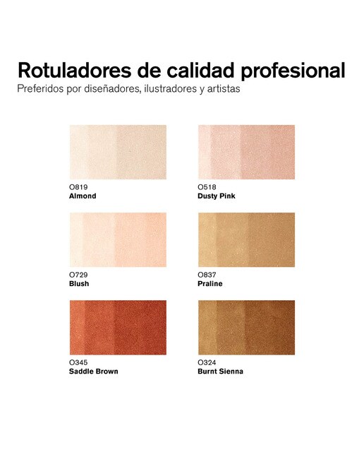 Conjunto de 6 marcadores Brushmarker tons pele Winsor&Newton 2