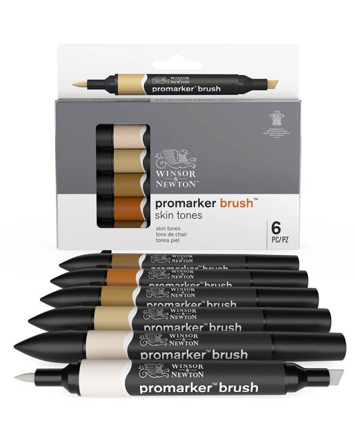 Conjunto de 6 marcadores Brushmarker tons pele Winsor&Newton 11