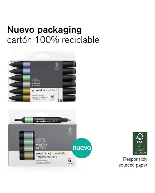 Conjunto de 6 Canetas de Feltro Metalic Marker 8