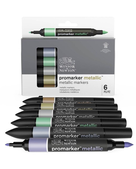 Conjunto de 6 Canetas de Feltro Metalic Marker 9
