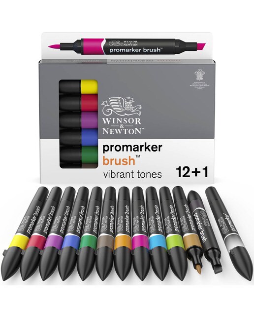 Conjunto de 12 marcadores Brushmarker tons vibrantes Winsor&Newton 1