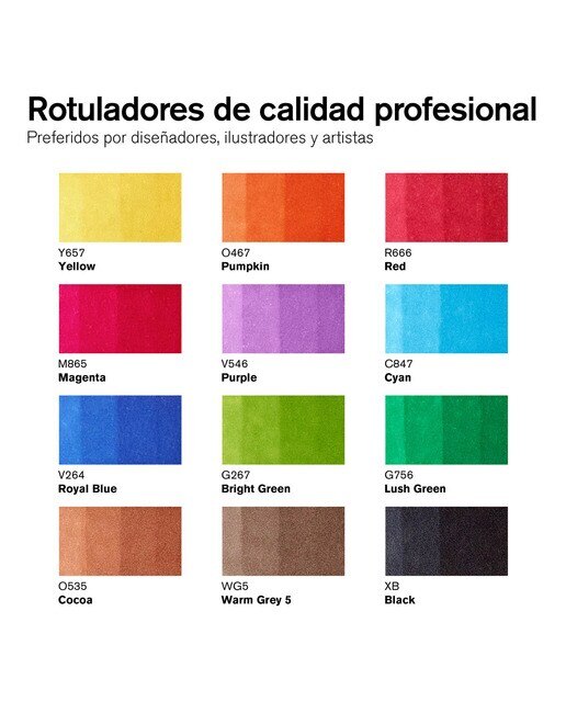 Conjunto de 12 marcadores Brushmarker tons vibrantes Winsor&Newton 2