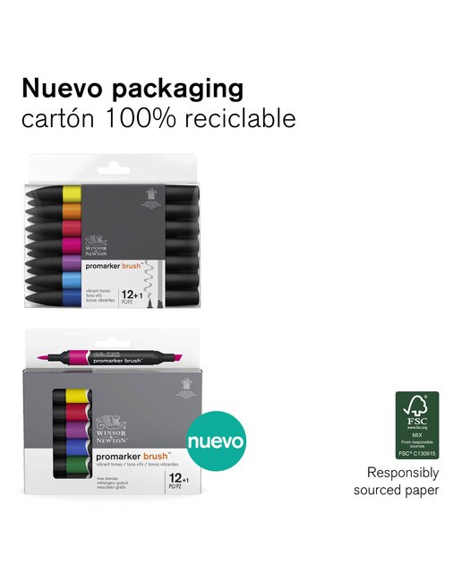 Conjunto de 12 marcadores Brushmarker tons vibrantes Winsor&Newton 7
