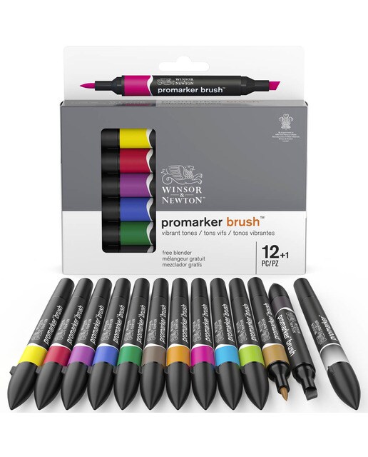Conjunto de 12 marcadores Brushmarker tons vibrantes Winsor&Newton 10