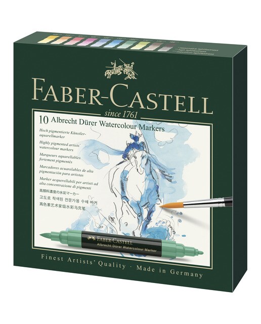 Imagem 0 de Estojo de 10 marcadores aguareláveis de ponta dupla Albrecht Dürer Faber-Castell