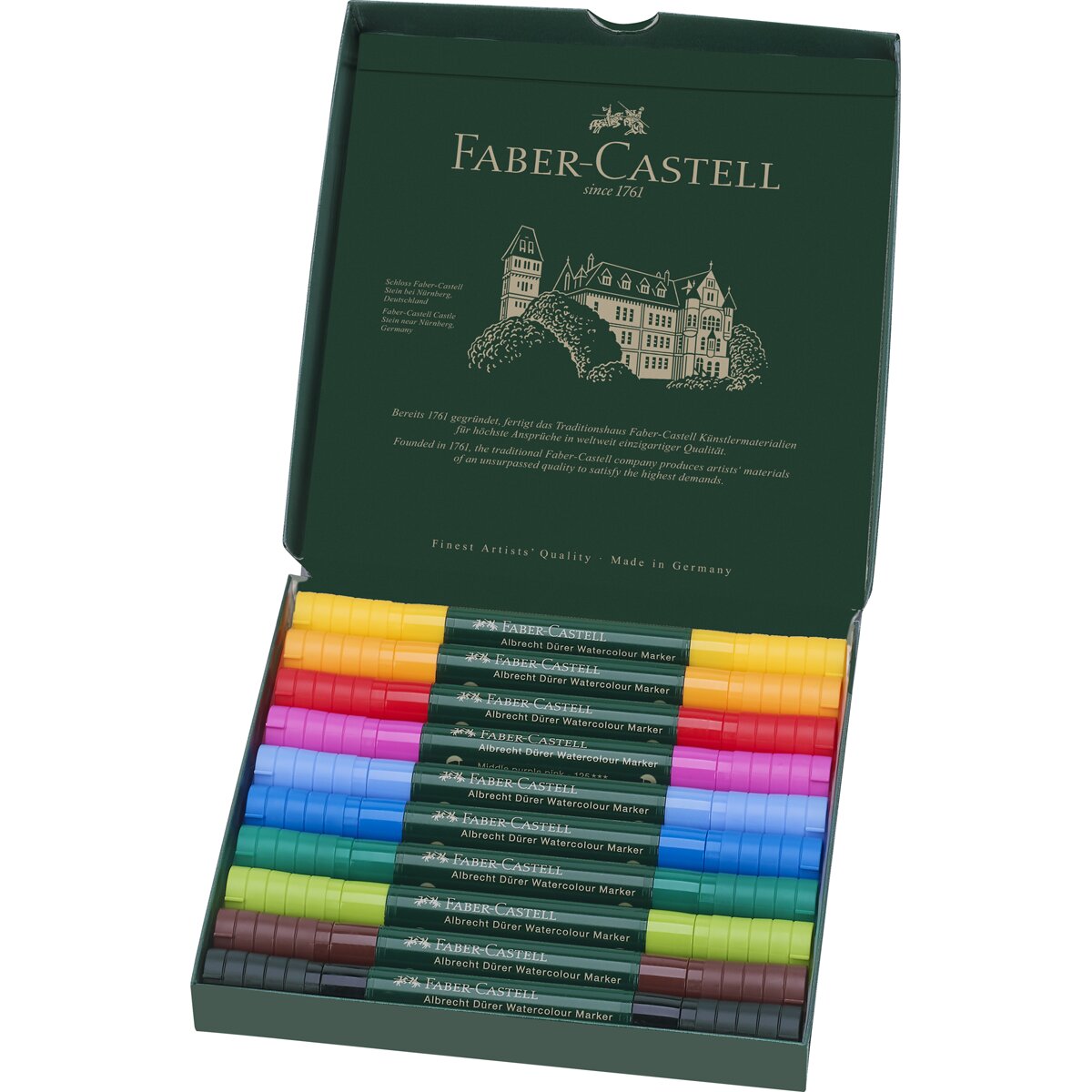 Estojo de 10 marcadores aguareláveis de ponta dupla Albrecht Dürer Faber-Castell 2