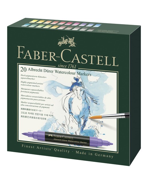 Estojo de 20 marcadores aguareláveis de ponta dupla Albrecht Dürer Faber-Castell 1