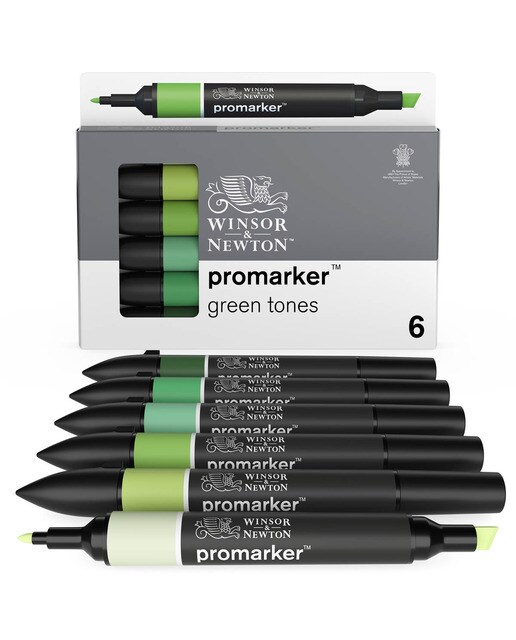 Conjunto de 6 marcadores Promarker verdes Verde-1