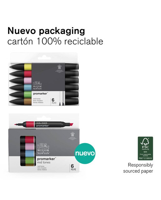 Conjunto de 6 marcadores Promarker verdes Verde-6
