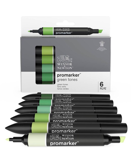 Conjunto de 6 marcadores Promarker verdes Verde-11