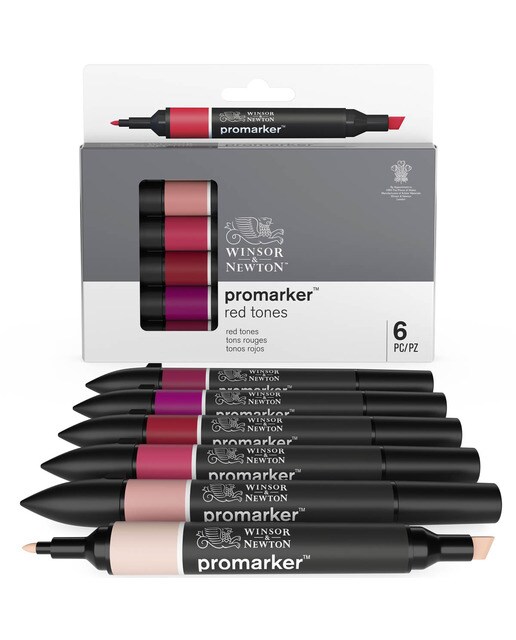 Conjunto de 6 canetas de feltro Promarker Vermelhos Vermelho-11