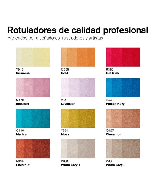 Conjunto de 12 Canetas de Feltro Promarker Manga Romance - Multicolor Multicolor-2