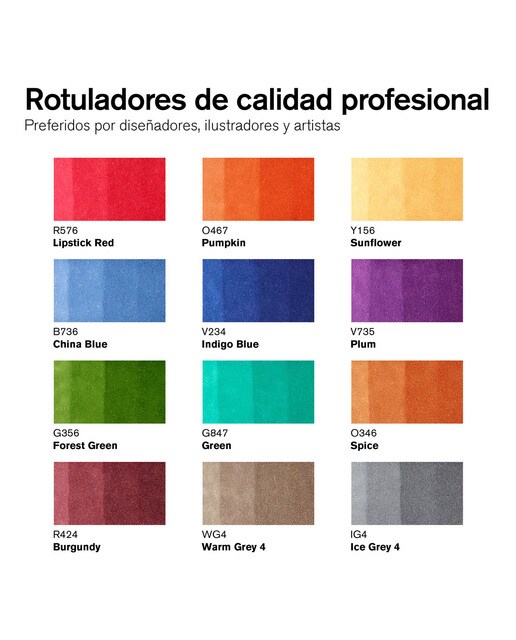 Conjunto de 12 Canetas de feltro Promarker Tons Tattoo - Multicolor Multicolor-2