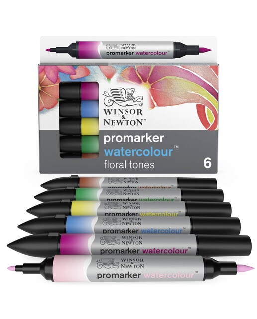 Conjunto de 6 Canetas de feltro Promarker Watercolor Tons Florais - Multicolor Multicolor-1