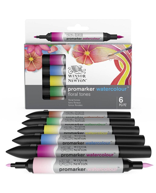 Conjunto de 6 Canetas de feltro Promarker Watercolor Tons Florais - Multicolor Multicolor-12