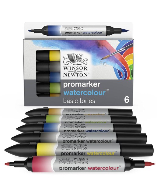 Conjunto de 6 Canetas de feltro Promarker Watercolor Tons Clássicos Multicolor Multicolor-1