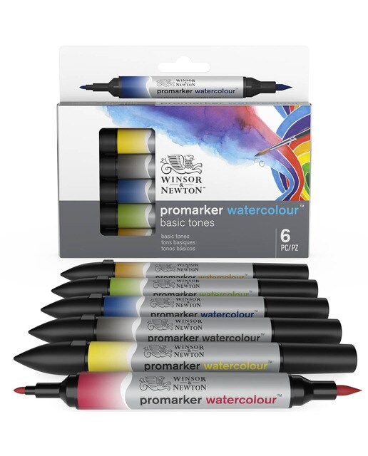 Conjunto de 6 Canetas de feltro Promarker Watercolor Tons Clássicos Multicolor Multicolor-12
