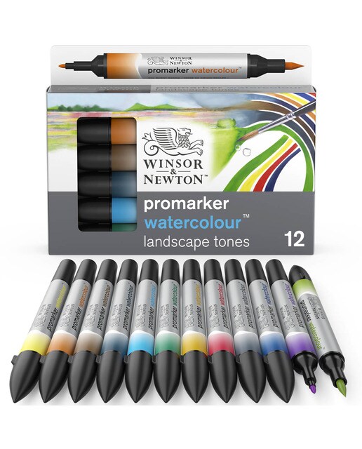 Conjunto de 12 Canetas de Feltro Promarker Watercolor Tons Paisagem - Multicolor Multicolor-1