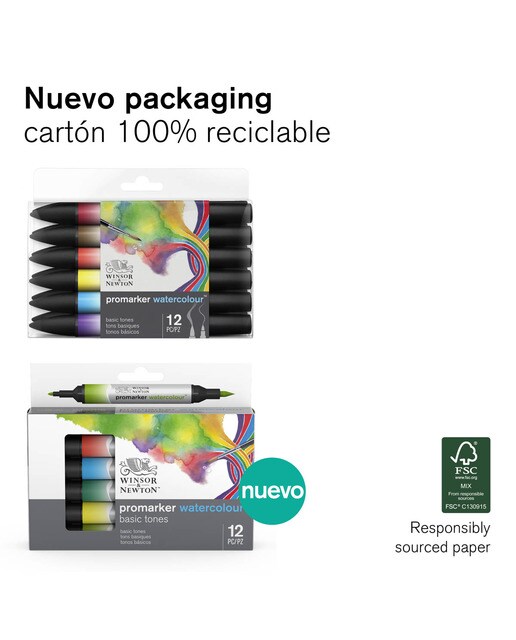 Conjunto de 12 Canetas de feltro Promarker Watercolor Tons Clássicos Multicolor Multicolor-7
