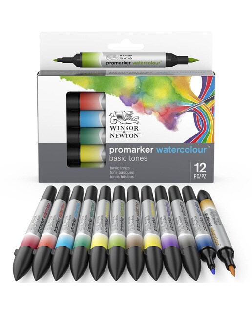 Conjunto de 12 Canetas de feltro Promarker Watercolor Tons Clássicos Multicolor Multicolor-12