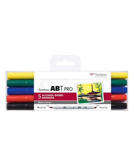 Estojo de 5 marcadores ABT PRO Base de álcool cores primárias Multicolor-1