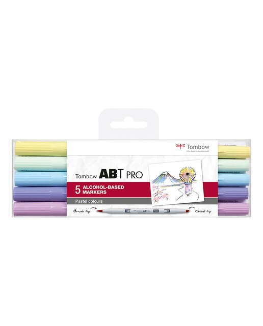 Estojo de 5 marcadores ABT PRO Base de álcool cores pastel Multicolor-1