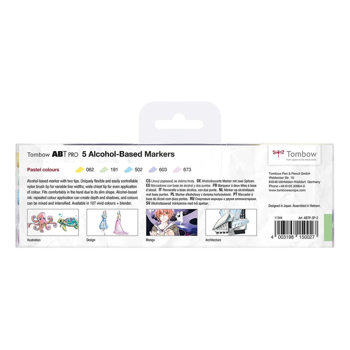 Estojo de 5 marcadores ABT PRO Base de álcool cores pastel Multicolor-2