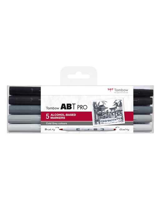 Estojo de 5 marcadores ABT PRO Base de álcool cores cinzentas Frios Cinzento-1