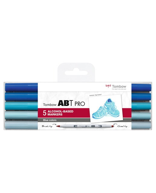 Estojo de 5 marcadores ABT PRO Base de álcool cores azuis Azul-1
