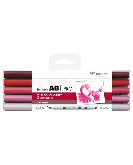 Estojo de 5 marcadores ABT PRO Base de álcool cores rosa Rosa-1