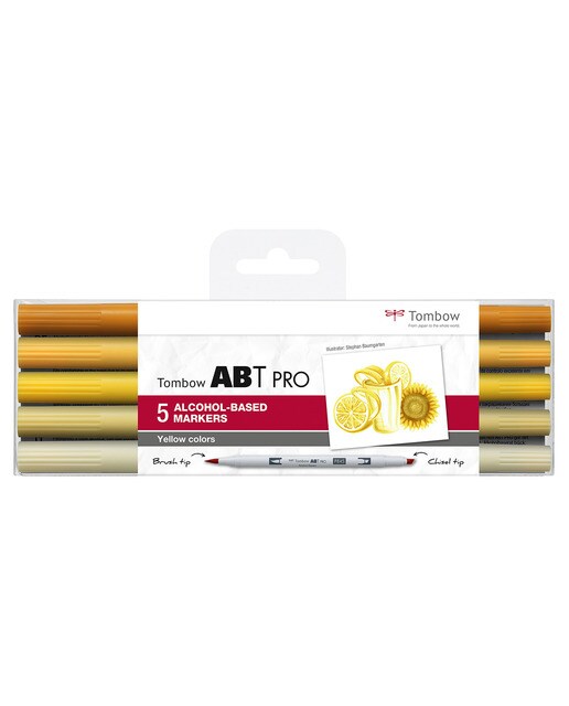 Estojo de 5 marcadores ABT PRO Base de álcool cores amarelas Amarelo-1
