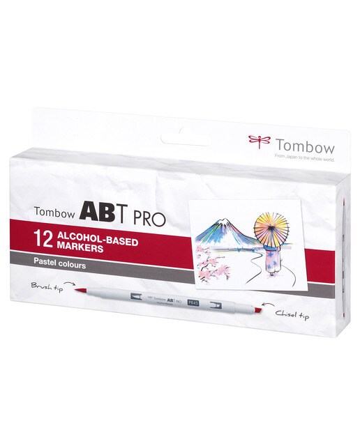 Estojo de 12 marcadores ABT PRO Base de álcool cores pastel Multicolor-1