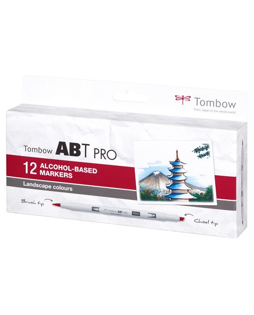 Estojo de 12 marcadores ABT PRO Base de álcool cores Paisagens Multicolor-1