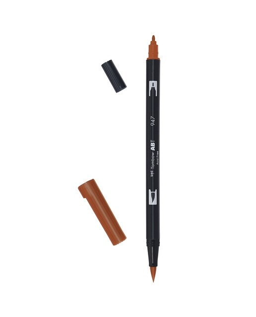Marcador Dual Brush ABT de ponta dupla aguarelável Burnt Sienna 947 Castanho-1