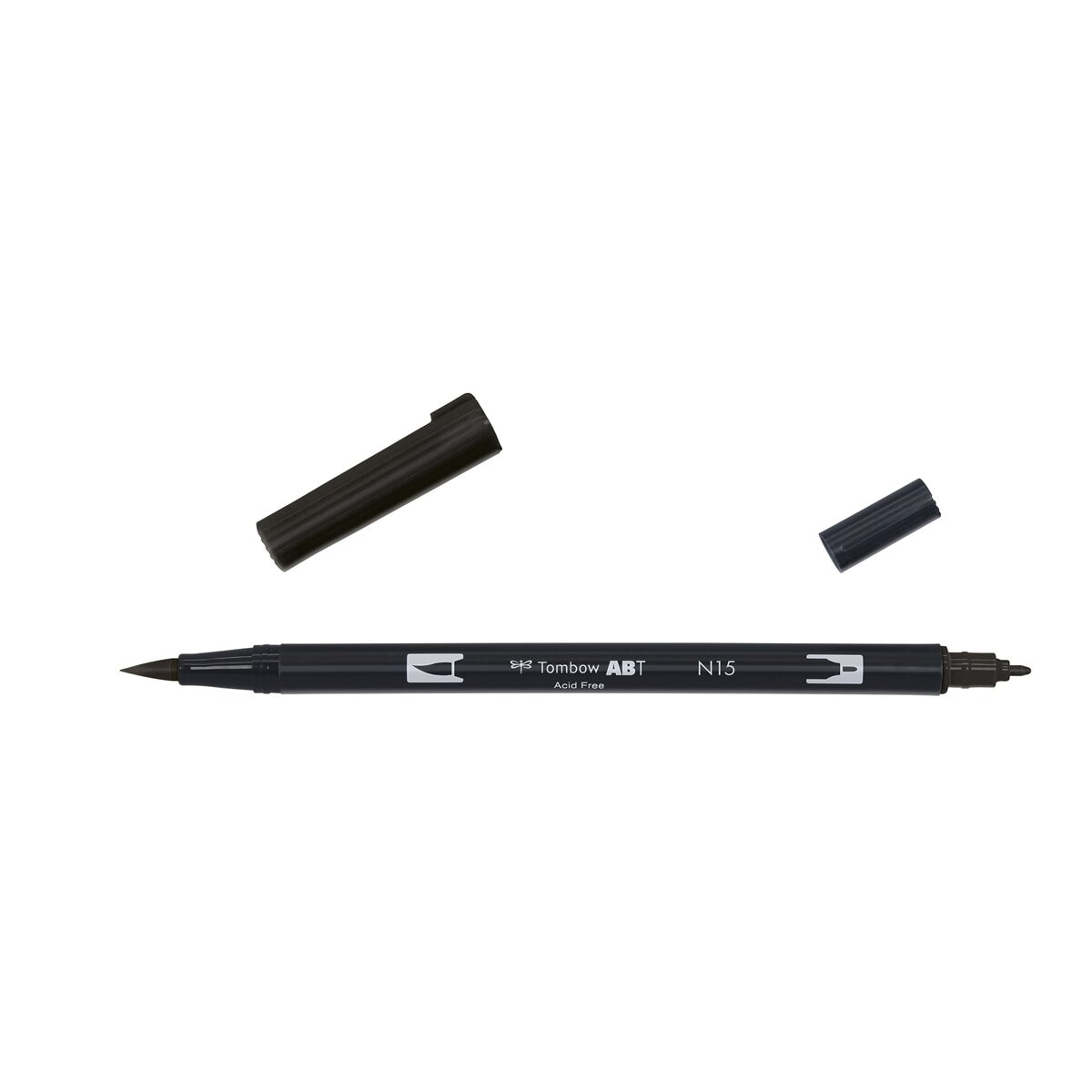 Marcador Dual Brush ABT de ponta dupla aguarelável Black N15 Preto-2
