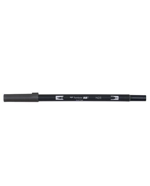 Marcador Dual Brush ABT de ponta dupla aguarelável Lamp Black N25 Preto-1