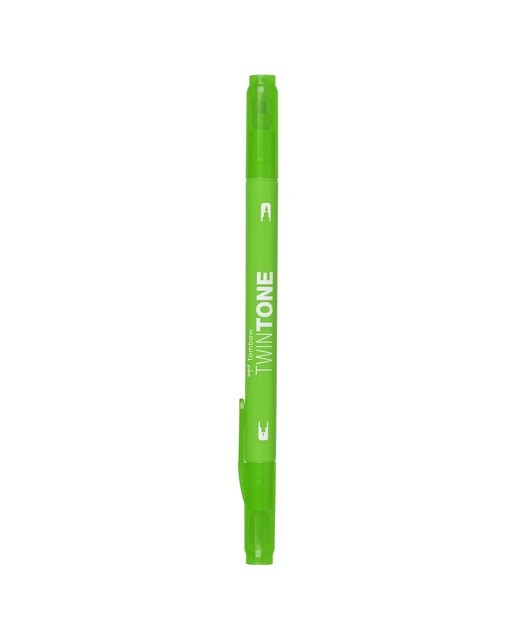 Rotulador Doble Punta TwinTone Base Agua Tombow Yellow Green 06 Verde-1